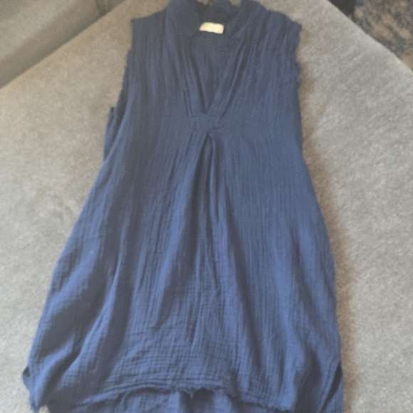 Stsrk X Cotton Boho Navy Sleeveless V-Neck Dress - Picture 1 of 4